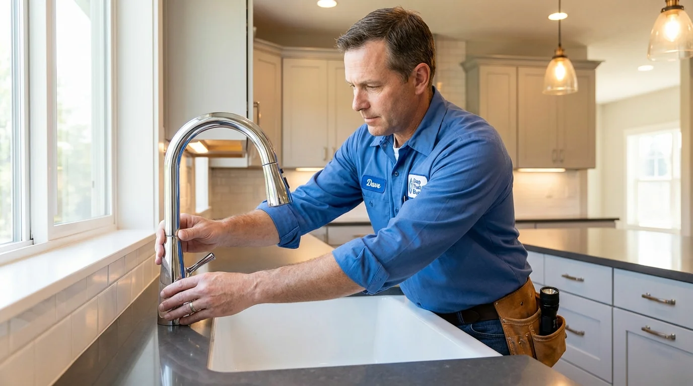 Kitchen faucet installation by Johns Plumbing LLC in Ortonville