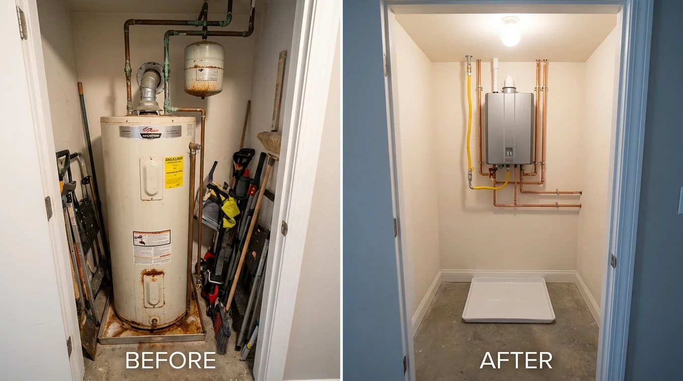 Tank water heater versus wall-mounted tankless unit comparison for Ortonville, MI homeowners